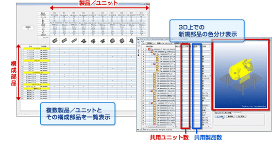 標準部品選定支援と共用部品への誘導