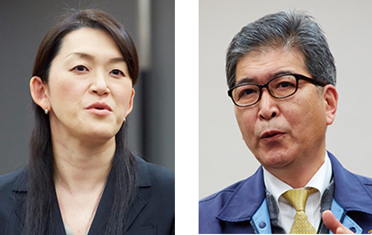 （左）総合企画部 グローバル室 係長
山田知佳氏、（右）システム部 部長 武藤光治氏